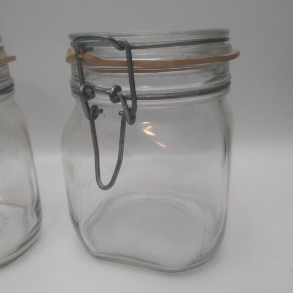 2 x Fido Glass 3/4L Container Jars Bail Wire Lids Italy Canning, Storage, Crafts - Picture 7 of 7